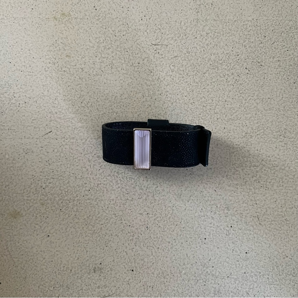 Vintage Lalique crystal leather cuff bracelet | fashion jewelry